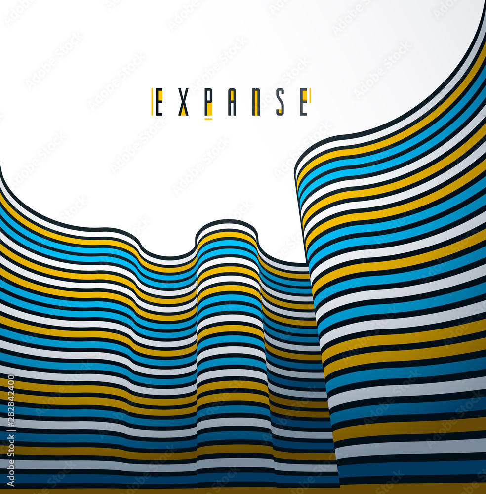 Poster 3d abstract lines in perspective vector background, modern trendy design element, cool style layout 