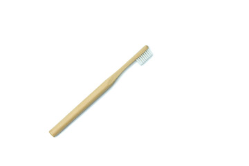 bamboo toothbrush on white  background. Place for text. Ecoproduct. eco-friendly