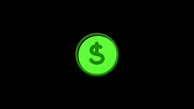 Cent Icon animation on black background. Icon design.Video animation.4K resolution video.