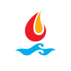 Combination of water and fire elements abstract logo, nature power.