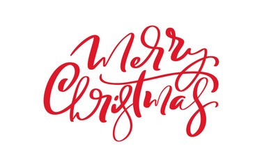 Merry Christmas vector Calligraphic text. Lettering design card template. Creative typography for Holiday Greeting Gift Poster. Calligraphy Font style Banner
