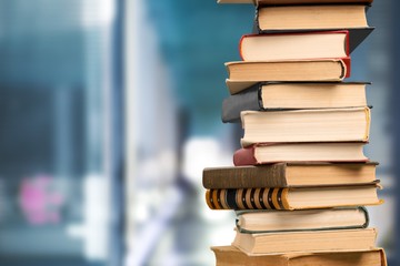 Collection of old books on background