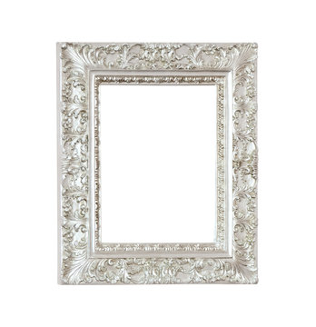 antique iron ancient frame isolated on white background. Old metal border