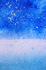 Blue Watercolor with Snow background