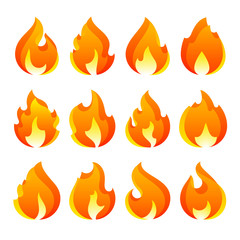 Fire flames new set icons transparency effect