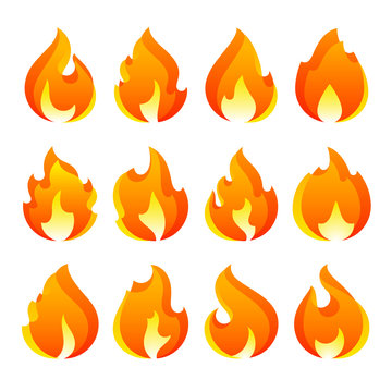 Fire flames new set icons transparency effect
