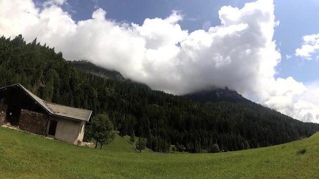 Time Lapse - clouds and mountain hut - Mountain time lapse footage