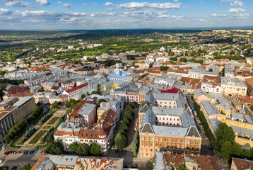 Fototapeta na wymiar small European city town aerial view, Chernivtsi Ukraine