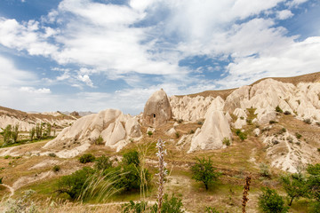 Fototapeta premium Beautiful mountains rocks landscape. Cloudy sky
