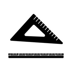 Glyph triangle Ruler icon. Measurement scale tool. School illustration.