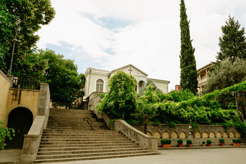 Naklejka premium Georgia, Tbilisi. View of the city buildings. Travel concept