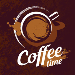 Coffee cup stylized vector symbol on dark background