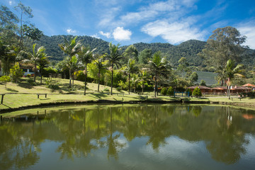 Fototapeta na wymiar La Ceja, Antioquia / Colombia. Lake and mountains, Colombian landscape.