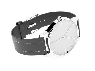 Men watch. Classic model with black band. 3d rendering illustration