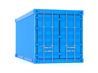 Shipping freight container. Blue intermodal container. 3d rendering illustration