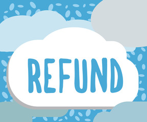 Writing note showing Refund. Business photo showcasing pay back money typically to customer who is not satisfied with goods.