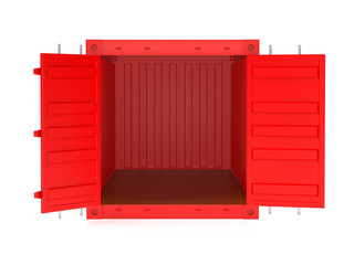 Shipping freight container. Red open container. 3d rendering illustration