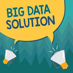 Conceptual hand writing showing Big Data Solution. Business photo showcasing Extracting value from huge volumes of a variety of facts.