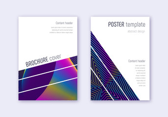 Geometric cover design template set. Rainbow abstr