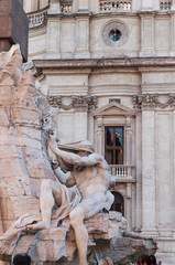 Detail of fountain of Neptune in Rome Italy