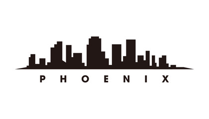 Phoenix skyline and landmarks silhouette vector