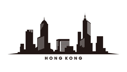 Naklejka premium Hongkong skyline and landmarks silhouette vector