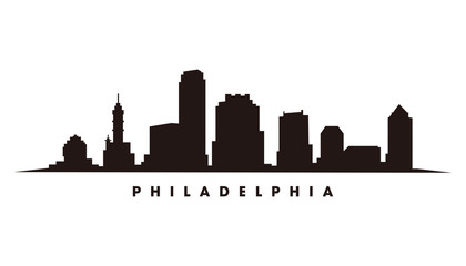 Philadelphia skyline and landmarks silhouette vector