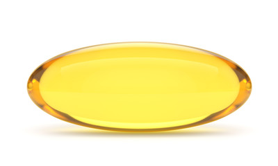 Yellow capsule omega 3 isolated on white background
