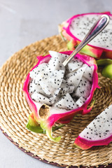 Organic White Fresh Dragon Fruit Exotic Asian Fruit Vertical
