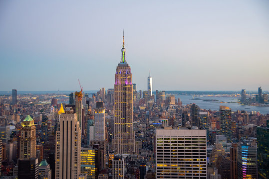 Looking South From The Top Of Manhattans Midtown During 2019 Gay Pride (NYC, USA)