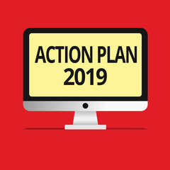 Text sign showing Action Plan 2019. Conceptual photo to do list contain number of things be done next year.