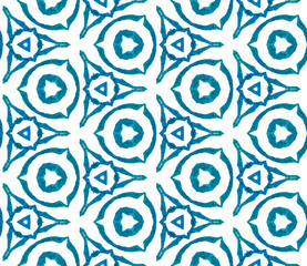 Obraz premium Blue geometric foliage seamless pattern. Hand draw