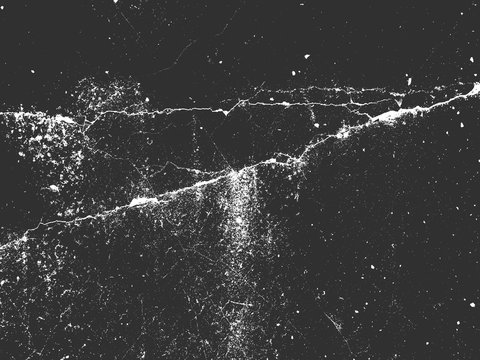 Distress old cracked concrete texture, vector illustration. Black and white grunge background. Stone, asphalt, plaster, marble. © Sirius1717