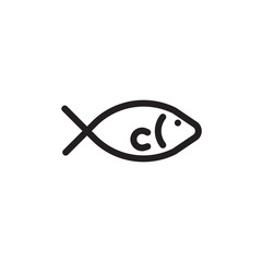 flat line fish icon. Logo element illustration. fish design. vector eps 10 . fish concept. Can be used in web and mobile .