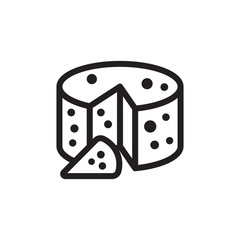 flat line cheese wheel icon. Logo element illustration.cheese wheel design. vector eps 10 . cheese wheel concept. Can be used in web and mobile .