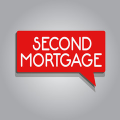 Writing note showing Second Mortgage. Business photo showcasing lien on property which is subordinate to more senior one.