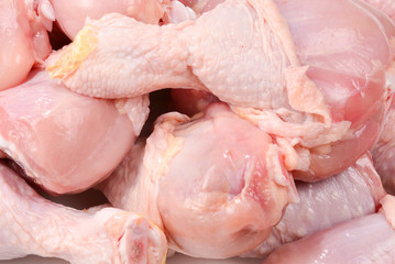 Tasty raw chicken legs. Top view.