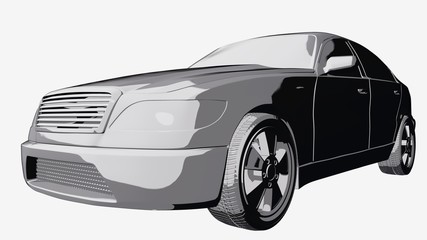 Fototapeta na wymiar Grey car comic book 3D illustration