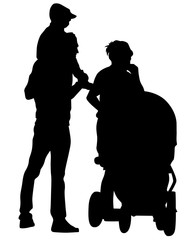 Families with little child on white background