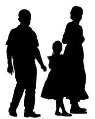 Families with little child on white background