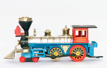 Naklejka premium old toy steam train isolated