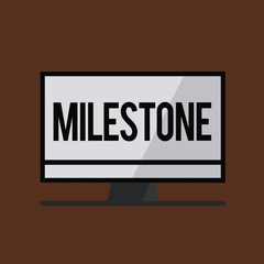 Conceptual hand writing showing Milestone. Business photo showcasing Significant stage or event in the development of something.