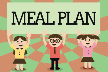 Writing note showing Meal Plan. Business photo showcasing arrangement scheme of what are going to eat next week month.