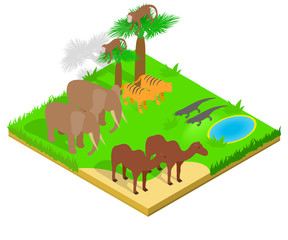 Creature concept banner. Isometric banner of creature vector concept for web, giftcard and postcard