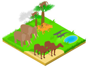 Creature concept banner. Isometric banner of creature vector concept for web, giftcard and postcard © ylivdesign