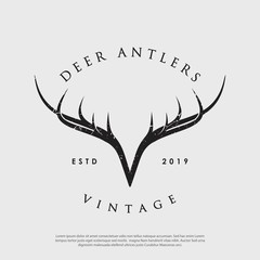 vector logo of vintage hipster deer antlers