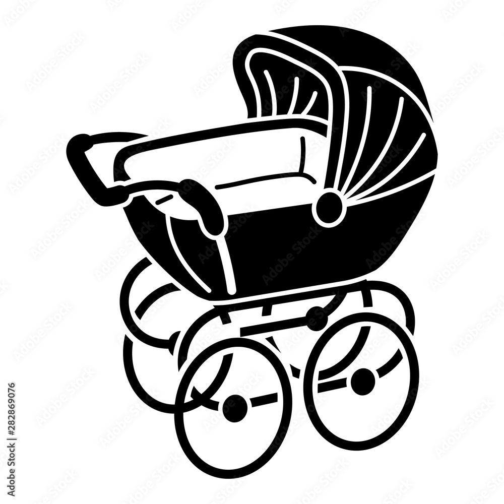 Poster retro stroller icon. simple illustration of retro stroller vector icon for web design isolated on wh