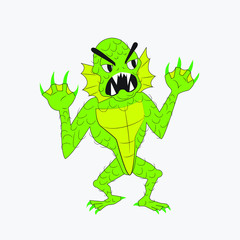 retro halloween sea creature cartoon