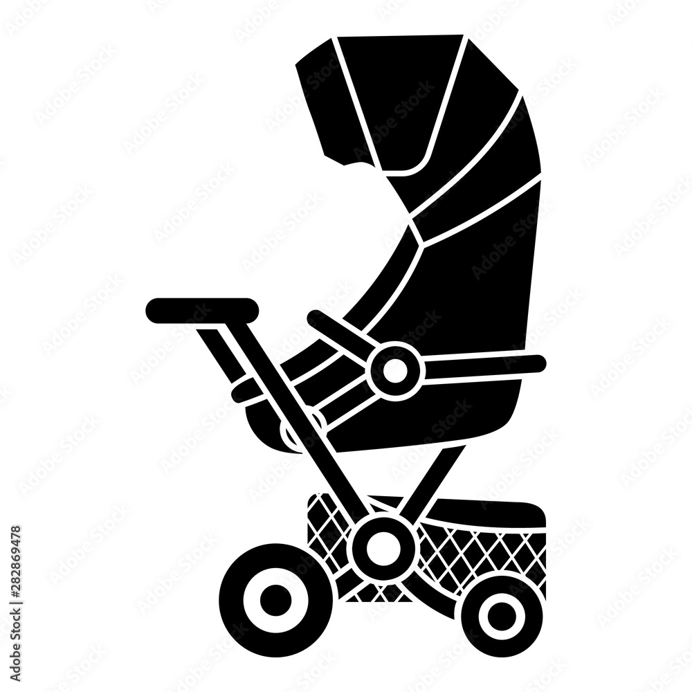 Poster pram with basket icon. simple illustration of pram with basket vector icon for web design isolated o