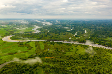 Pripyat river in Belarus from the air
